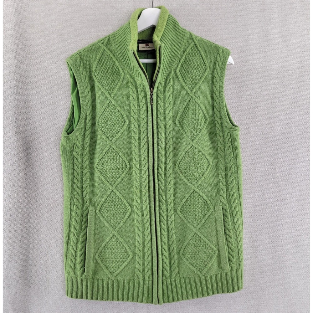 Carriag Donn Womens Sweater 100% Wool Cable Knit Vest Full Zip Jacket Size Large